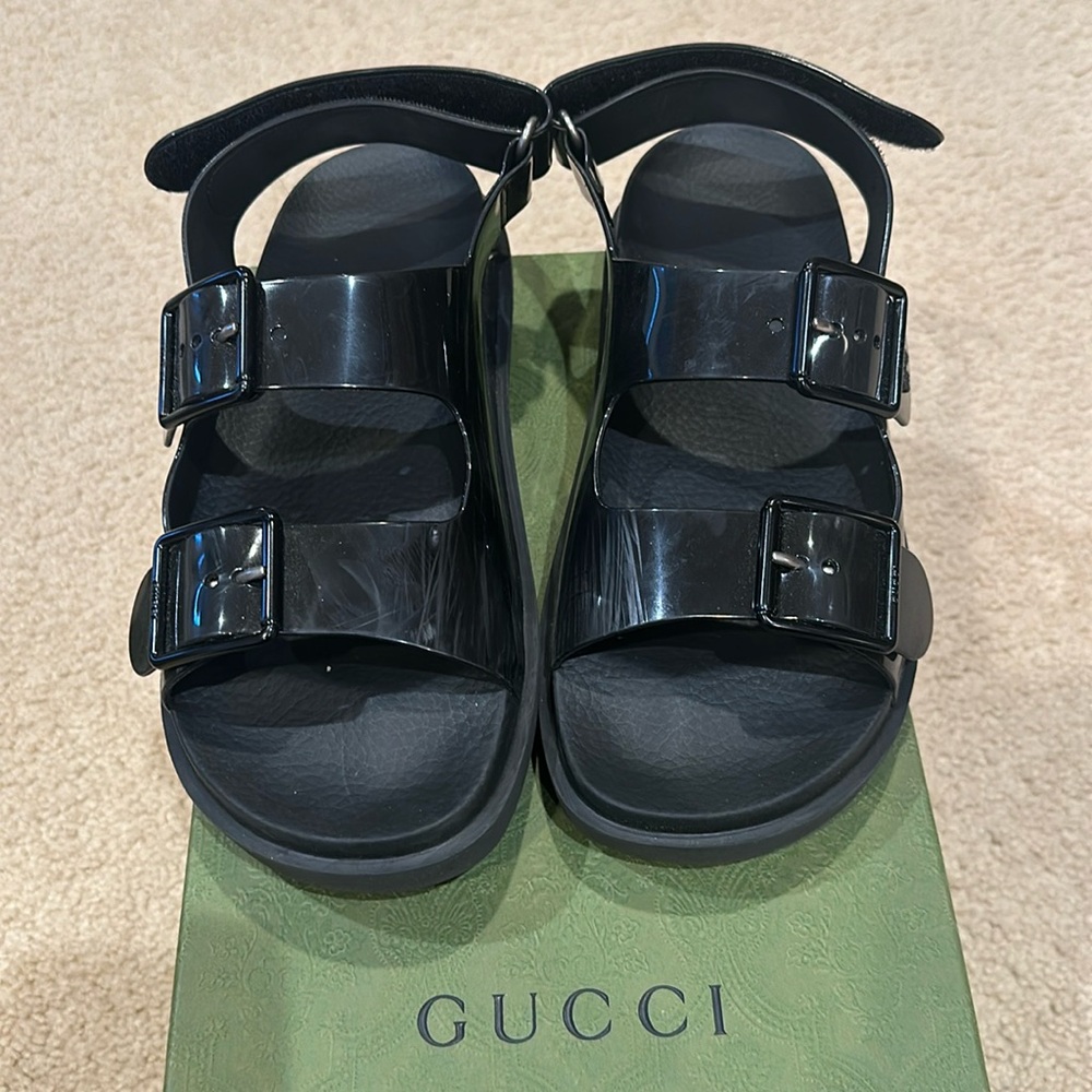 Gucci Rubber Mini Double G Womens Isla Dad Sandals black